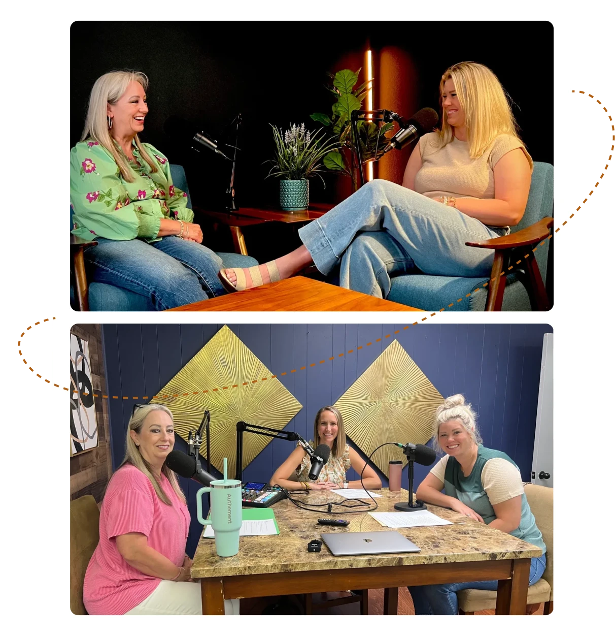 Renae and Brooke recording the Middle-Class Matters podcast